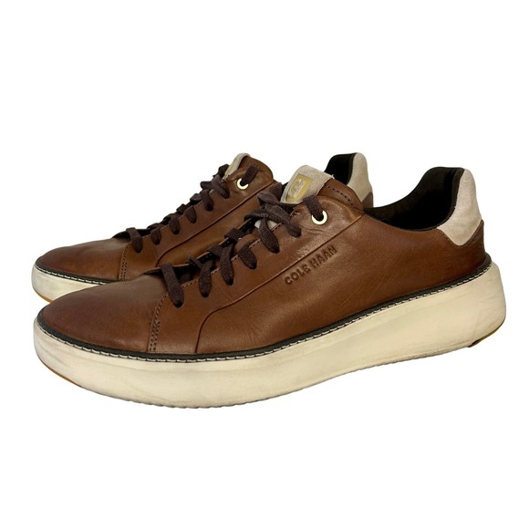 Cole Haan GrandPro Topspin Brown Leather Sneakers Mens 10.5M - Picture 1 of 9